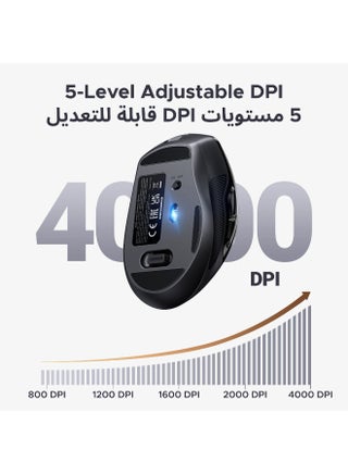 Wireless Mouse Rechargeable with Bluetooth 5.4, Bluetooth Mouse USB With Nano USB Receiver, Dual Connection, Silent Click, 5 Buttons, 70-Day Long Battery Life, 5 Adjustable DPI for Laptop & MacBook Rechargeable+USB+Bluetooth - view 4